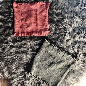 Salmon & Army Green Cropped Tube Tops - BUNDLE